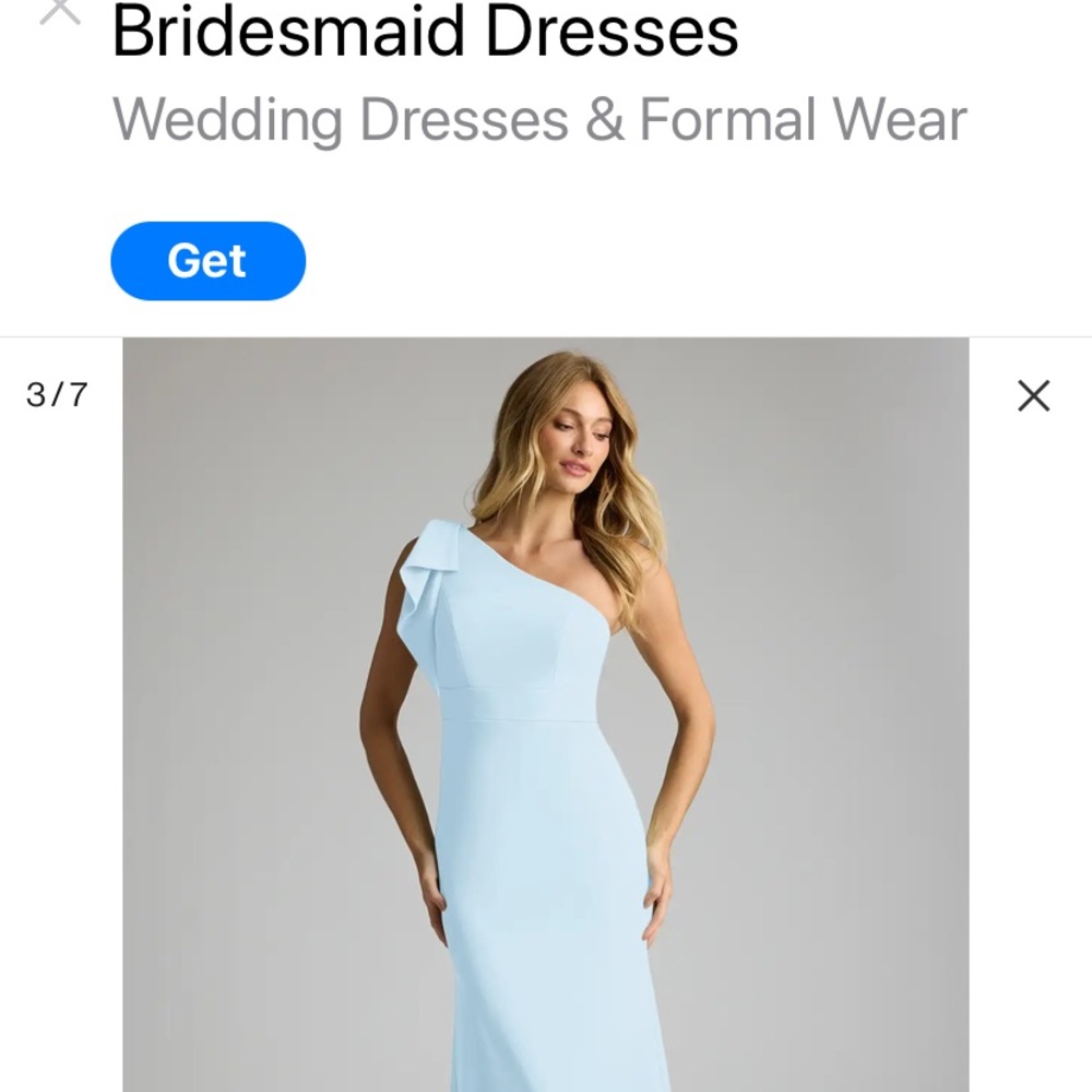 Blue One-Shoulder Sleeveless Wedding Gown